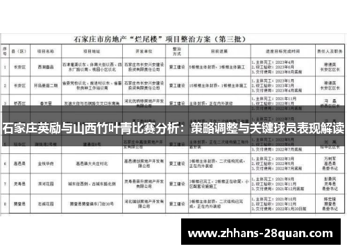 石家庄英励与山西竹叶青比赛分析：策略调整与关键球员表现解读